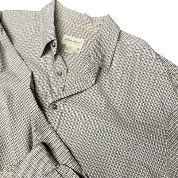 Eddie Bauer Men’s XL Green Brown Plaid Cotton Long Sleeve‎ Button Down - Picture 1 of 6